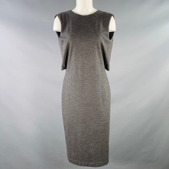 JIL SANDER Size 6 Heather Grey Jersey Sleeveless Tie Back Sheath Dress - Picture 1 of 7